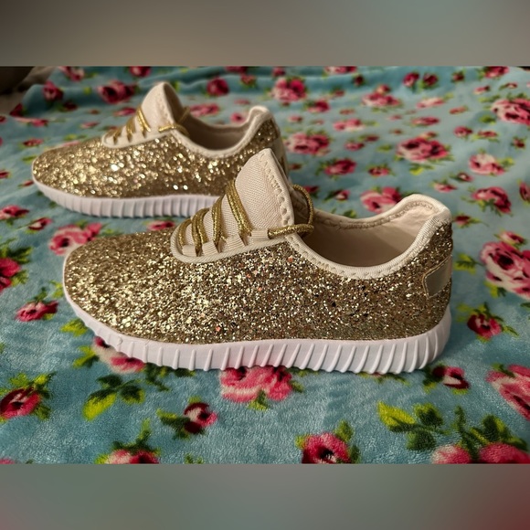 NWT Gold Glitter Sneakers - Picture 4 of 8